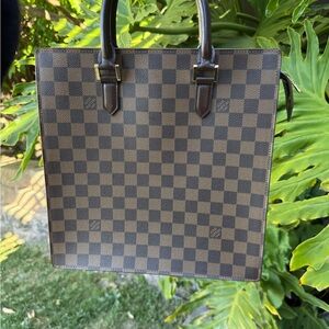 Louis Vuitton 2001 Damier Ebene Venice Sac Plat Tote Bag with Dustbag